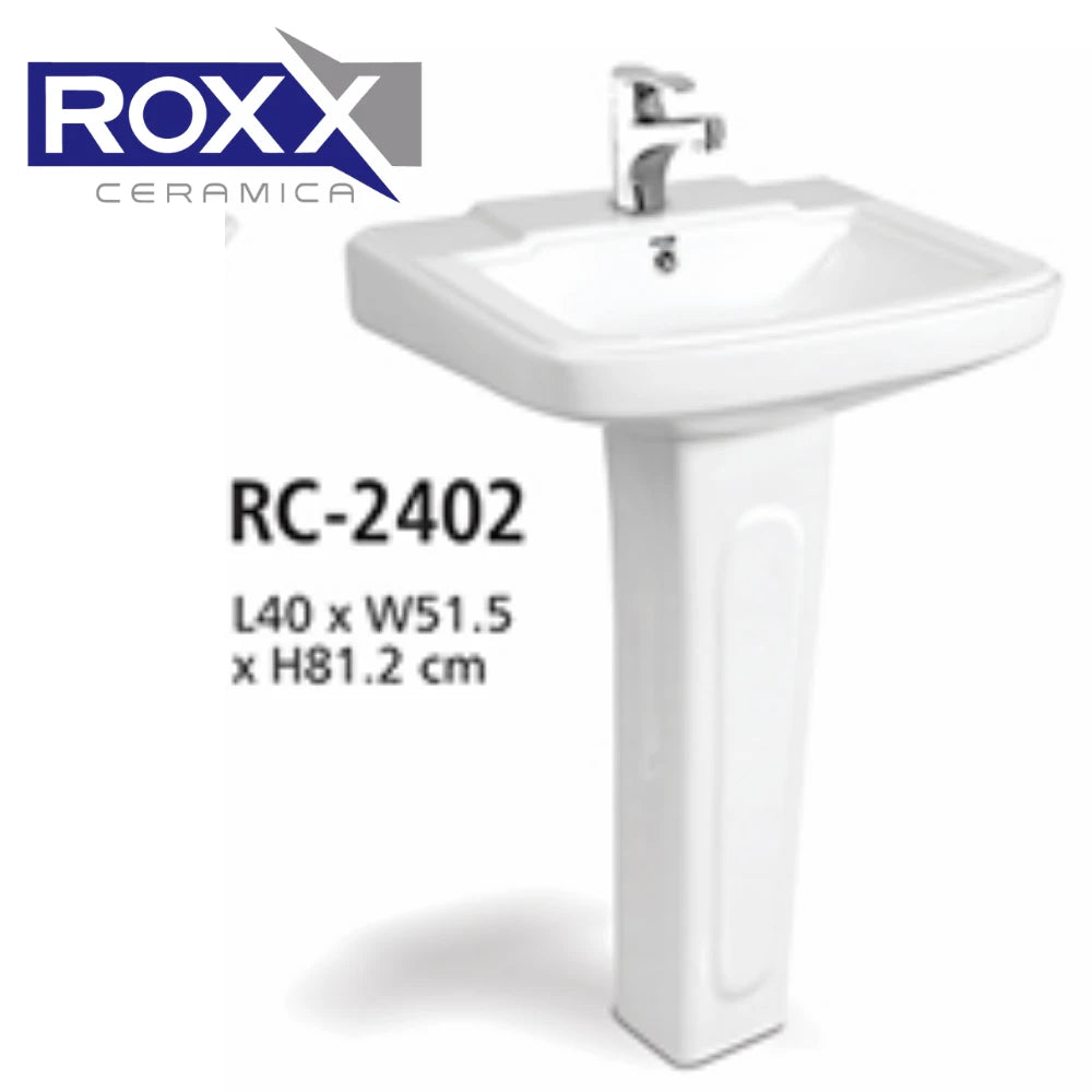 Roxx Ceramica RC-2402 Two-Piece Basin – Refined Pedestal Elegance
