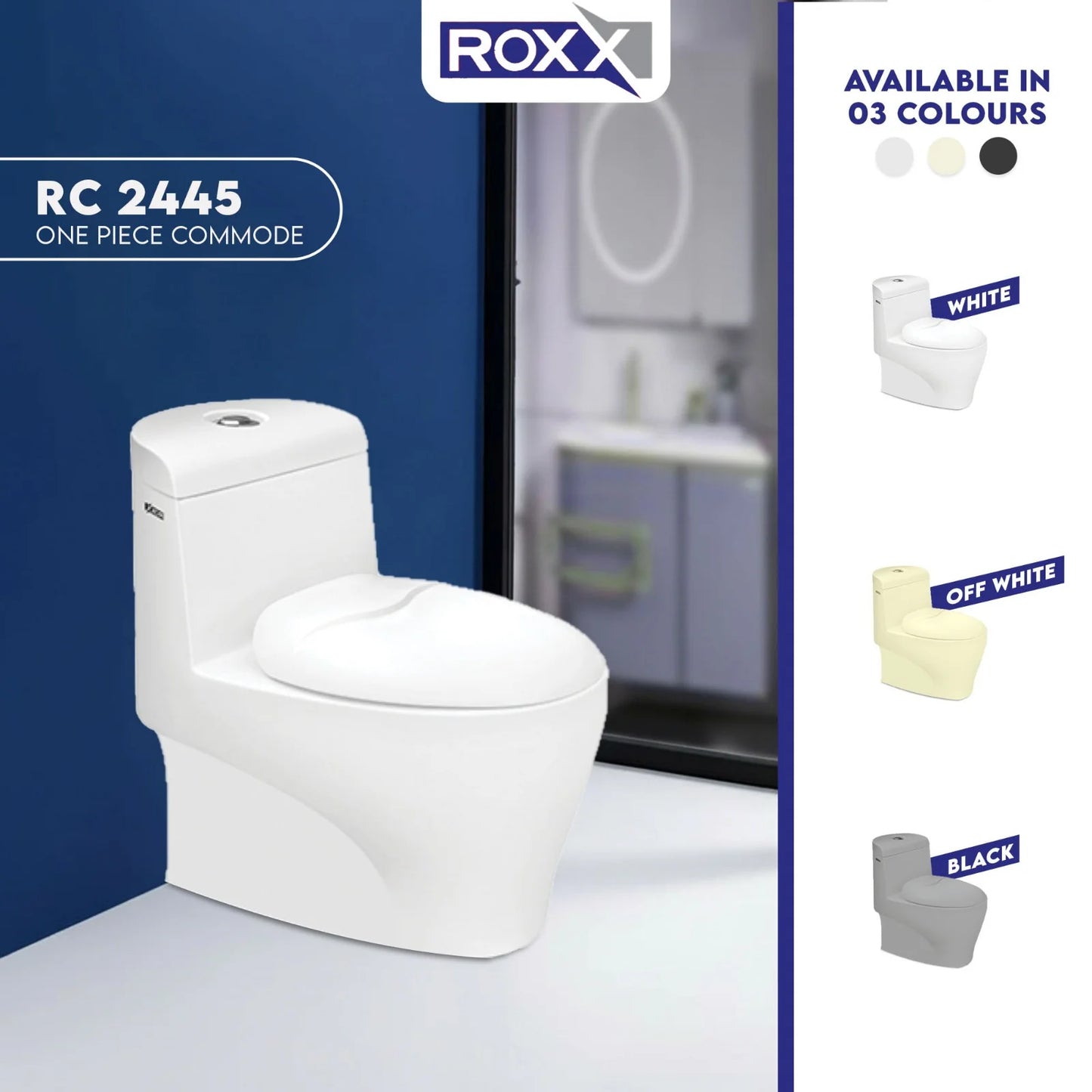Roxx Ceramica RC-2445 One-Piece Toilet with Complete Fittings