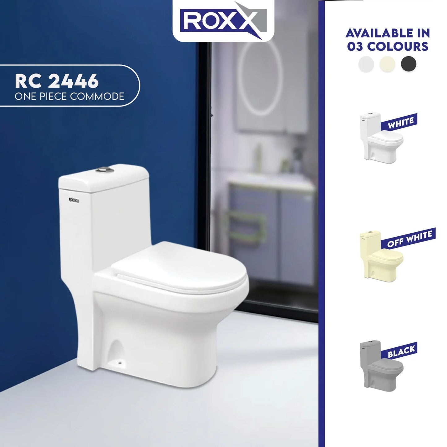 Roxx Ceramica RC-2446 One-Piece Toilet with Complete Fittings