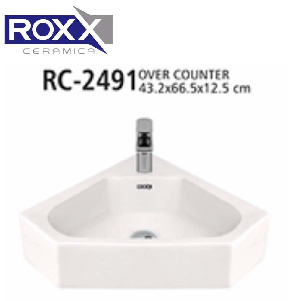 Roxx Ceramica RC-2491 Over Counter Corner Basin | Roxx Center