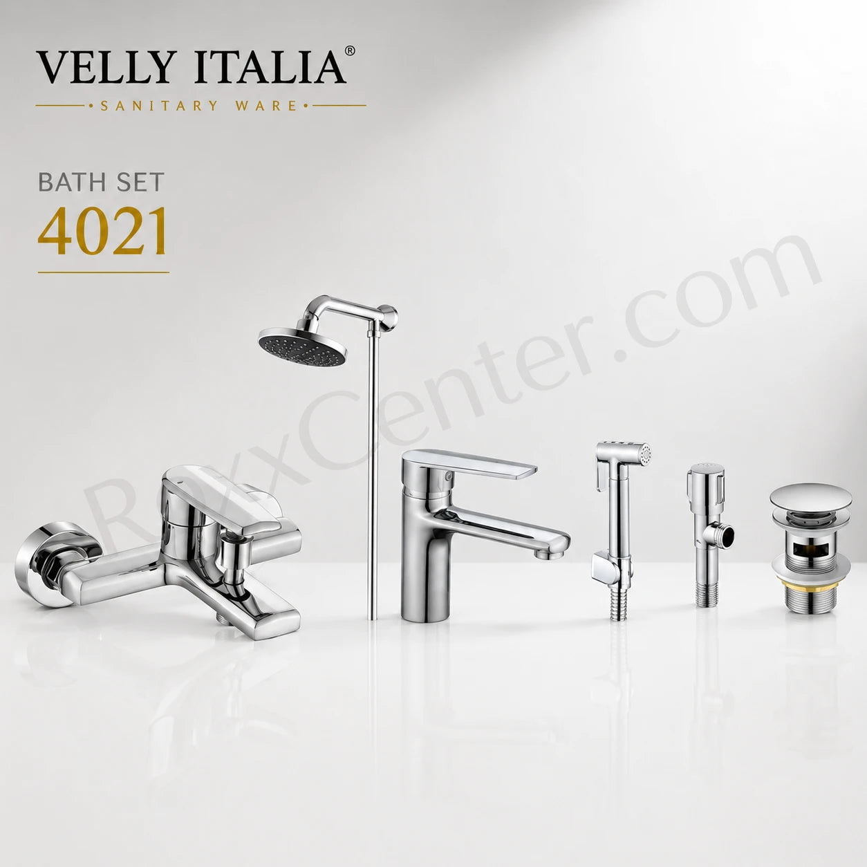 Velly Italia Bath Set 4021 – Complete Premium Chrome Bathroom Fittings Set