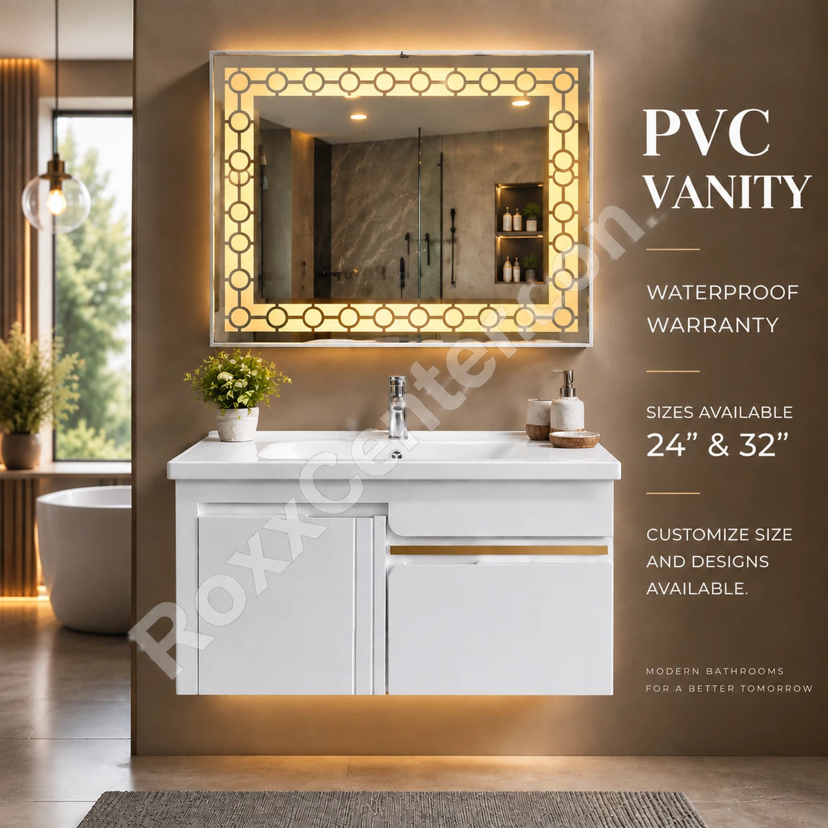 Premium Waterproof PVC Vanity Unit – Modern Bathroom Storage Cabinet