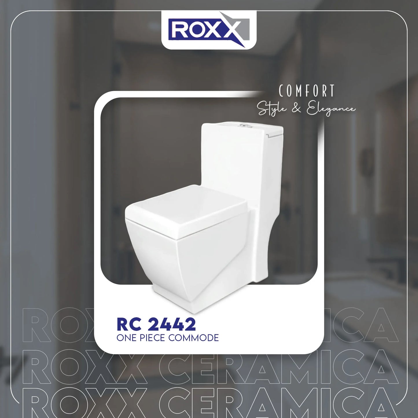 Roxx Ceramica RC-2442 One-Piece Commode with Complete Fittings