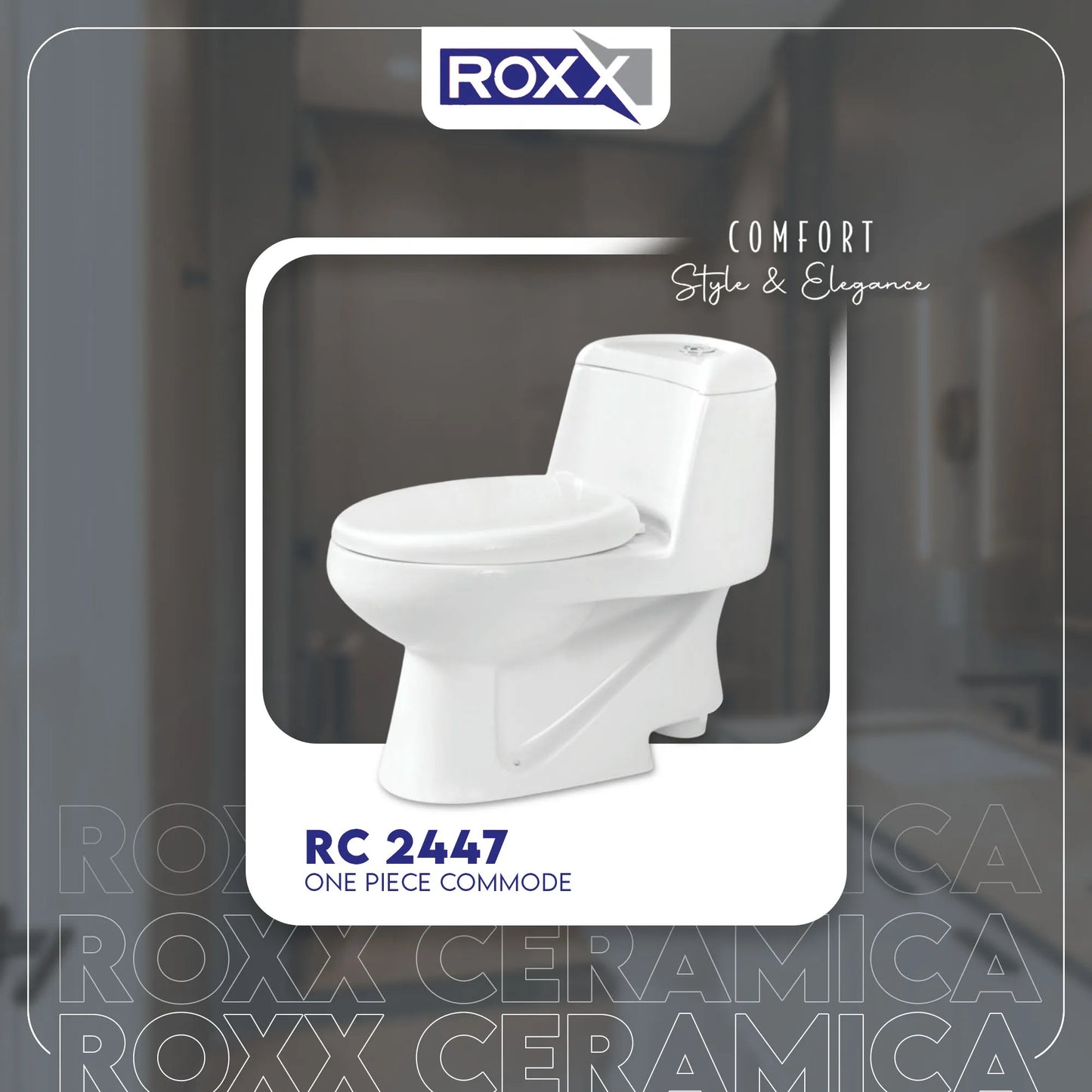 Roxx Ceramica RC-2447 One-Piece Commode with Complete Fittings