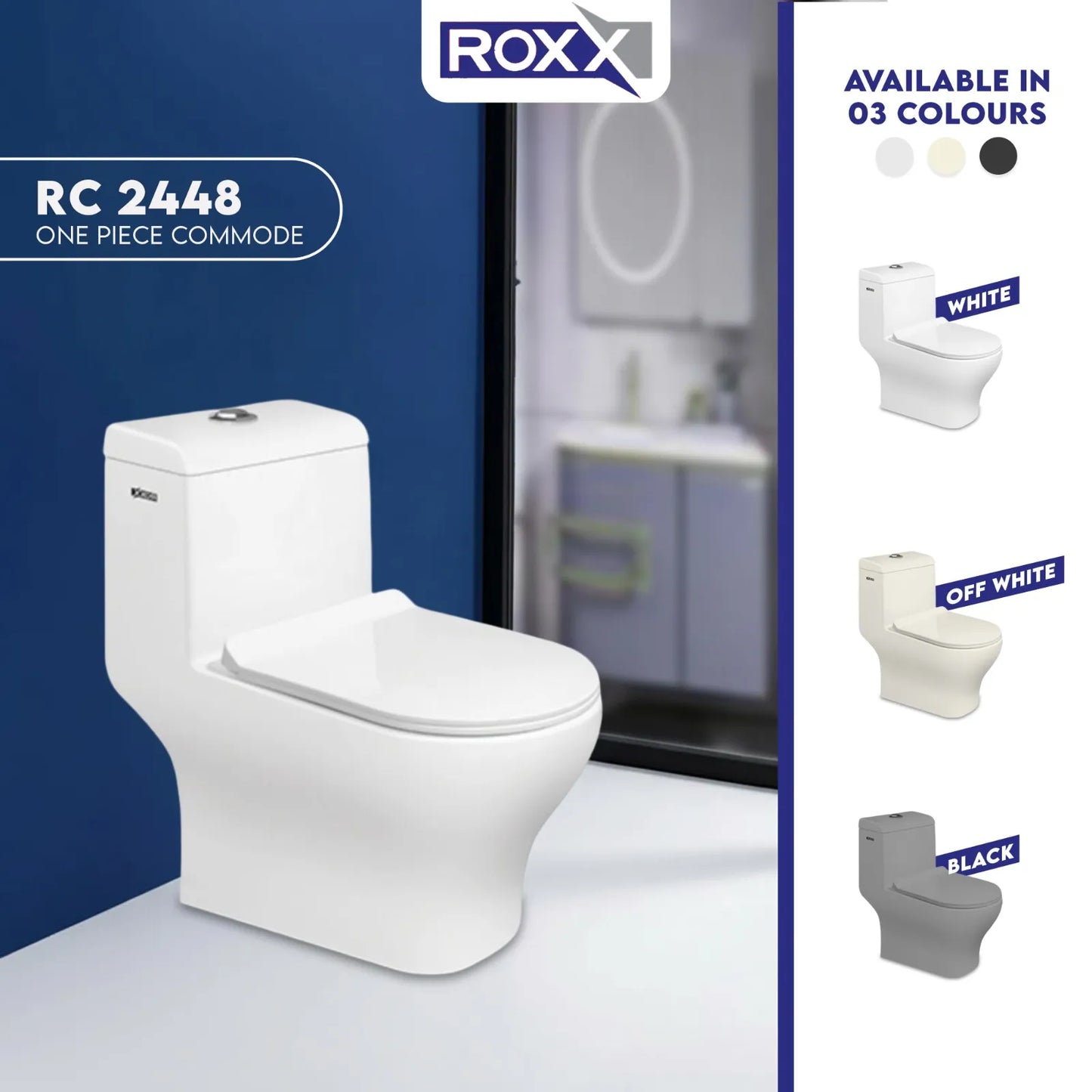 Roxx Ceramica RC-2448 Floor Commode | Complete Fittings