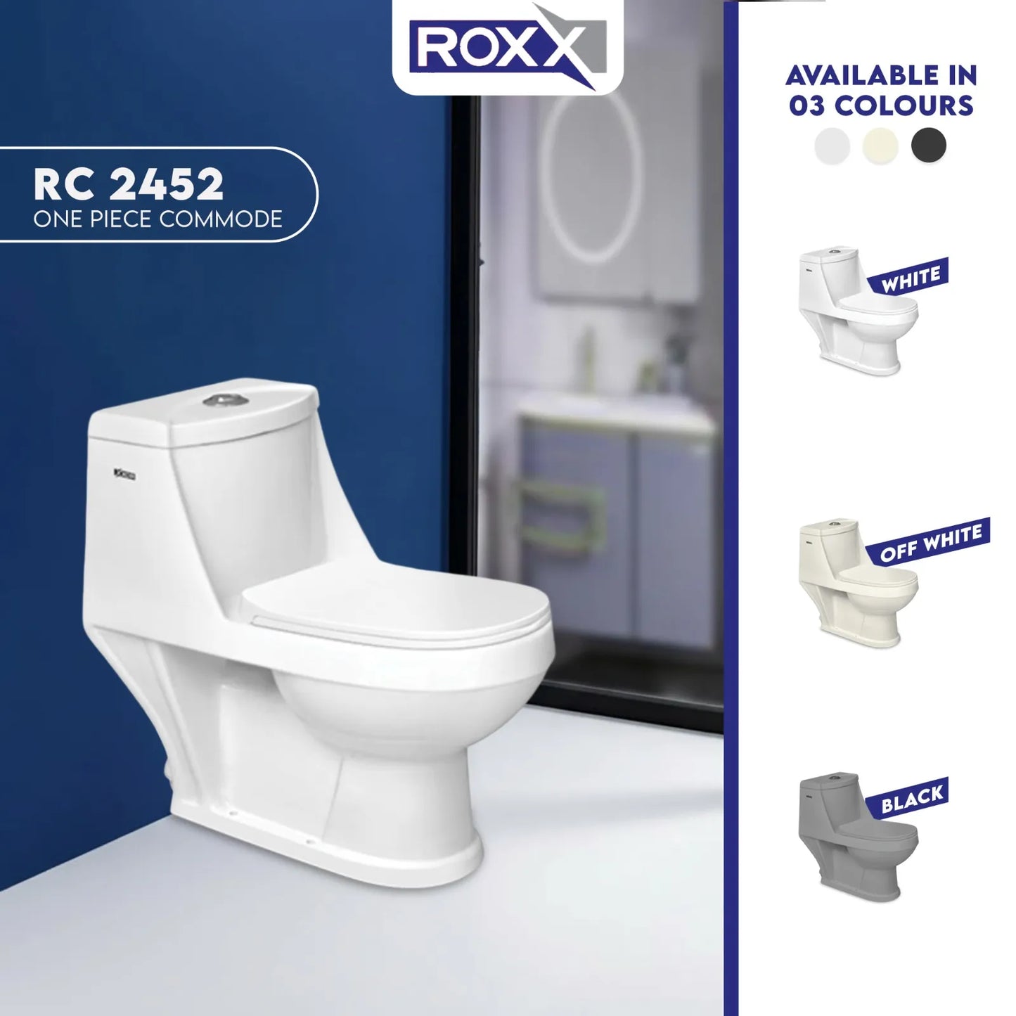 Roxx Ceramica RC-2452 Floor Commode | Complete Fittings