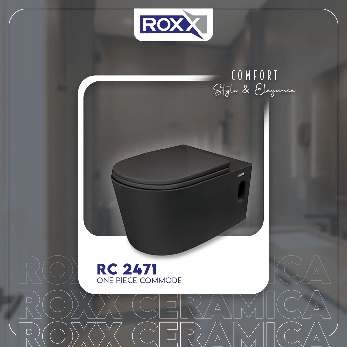Roxx Ceramica RC-2471 Wall Hung Commode with Lifetime Warranty