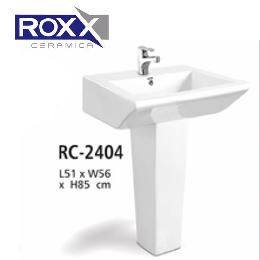 Roxx Ceramica RC-2404 Two-Piece Basin – Bold Rectangular Pedestal Style