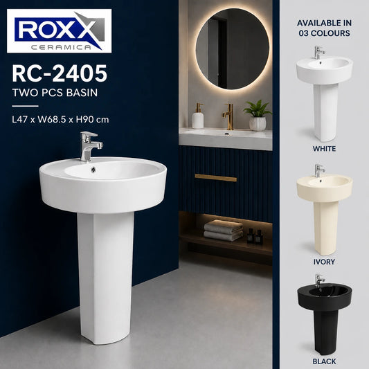 Roxx Ceramica RC-2405 Two-Piece Basin – Round Elegance with Lasting Strength