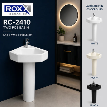 Roxx Ceramica RC-2410 Two-Piece Corner Basin – Smart Space Design | Roxx Center