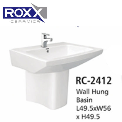 Roxx Ceramica RC-2412 Wall Hung Basin – Sleek Design for Modern Spaces | Roxx Center