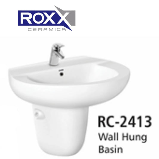 Roxx Ceramica RC-2413 Wall Hung Basin – Elegant Curve Design | Roxx Center