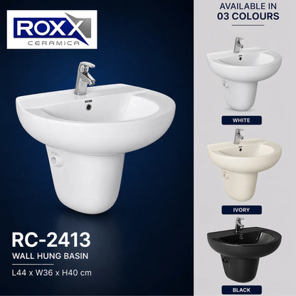 Roxx Ceramica RC-2413 Wall Hung Basin – Elegant Curve Design | Roxx Center