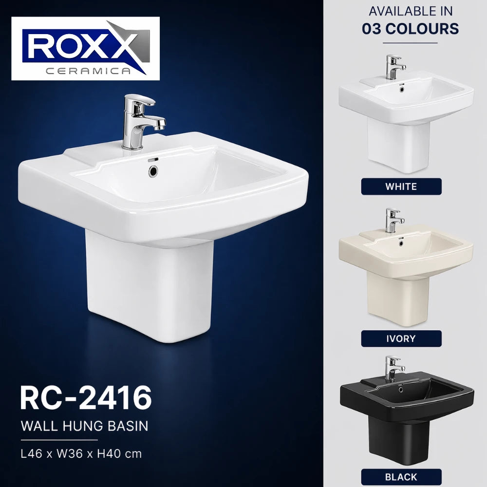 Roxx Ceramica RC-2416 Wall Hung Basin – Bold Square Elegance | Roxx Center