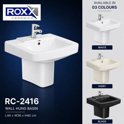 Roxx Ceramica RC-2416 Wall Hung Basin – Bold Square Elegance | Roxx Center