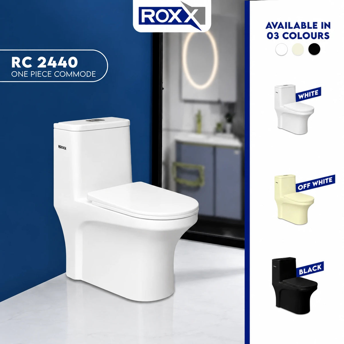 RC-2440 One Piece Commode | Tornado Technology | Roxx Ceramica