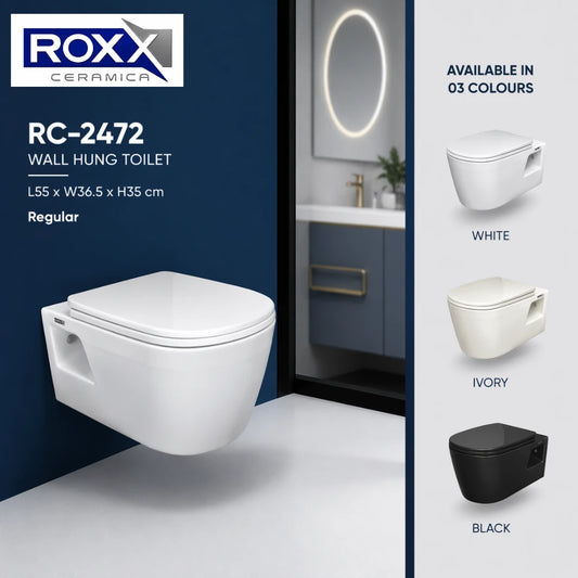 Roxx Ceramica RC-2472 Wall Hung Toilet with Complete Fittings