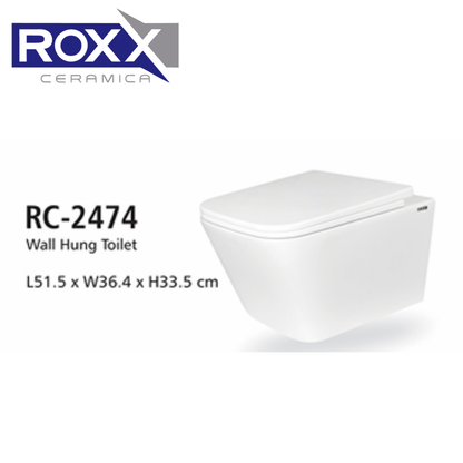 Roxx Ceramica RC-2474 Wall Hung Commode | Complete Fittings