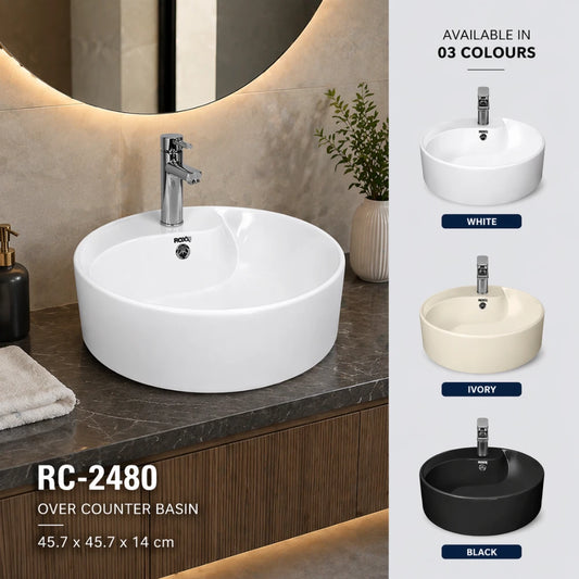 Roxx Ceramica RC-2480 Over Counter Basin – 45.7cm Round