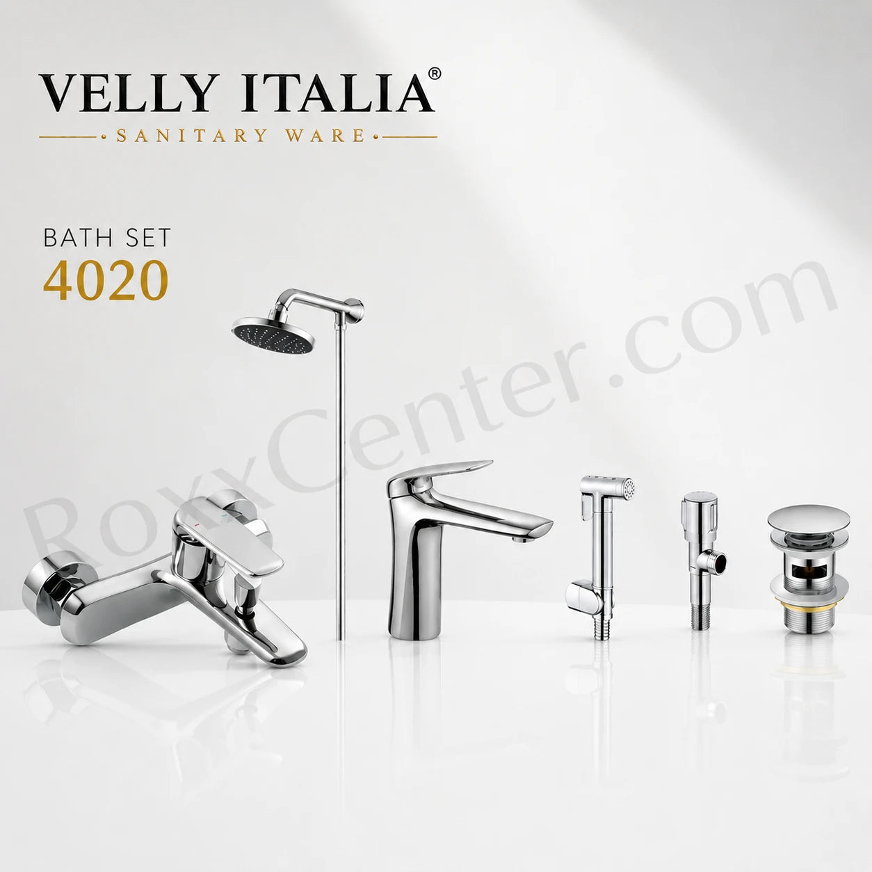 Velly Italia Bath Set 4020 – Complete Premium Chrome Bathroom Fittings Set