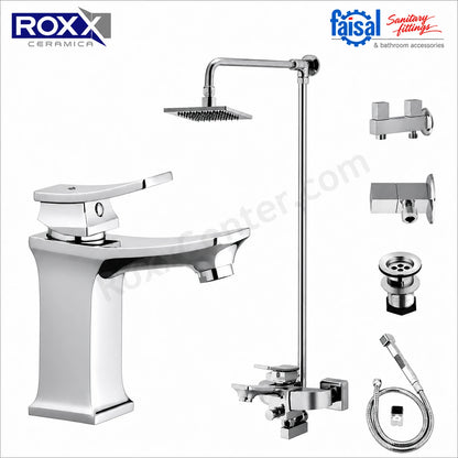 Carrera Series 5507 Bathroom Set – 8 Piece Chrome Sanitary Fittings Pakistan | Faisal at Roxx Center