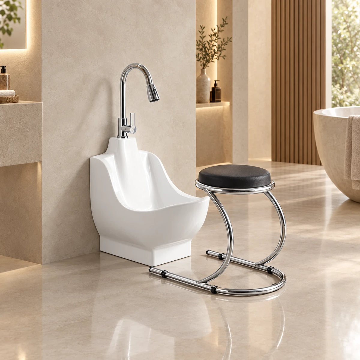 Wazzu Basin With Chair | Modern Bathroom Basin With Built-In Seating