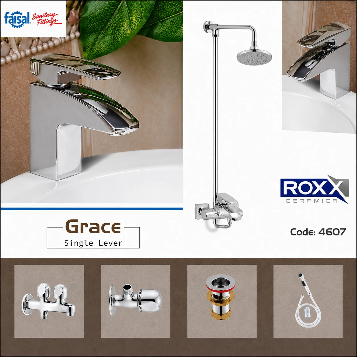 Grace Series 4606 Bathroom Set Chrome Pakistan | Roxx Center