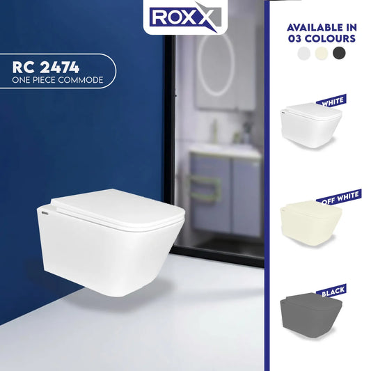Roxx Ceramica RC-2474 Wall Hung Commode | Complete Fittings