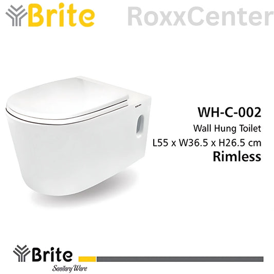 WH-C-002 Rimless Wall Hung Commode | Brite Ceramics RoxxCenter